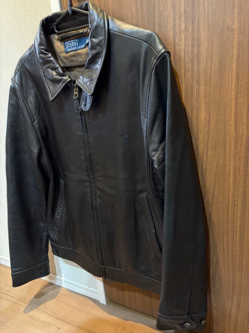 超スペシャル 90s ラルフローレン レザー スイングトップ ジャケット L 黒