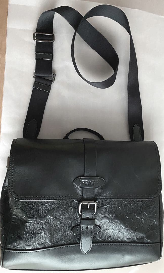 ✅コーチ シグネチャー レザー フラップバッグ ブラック