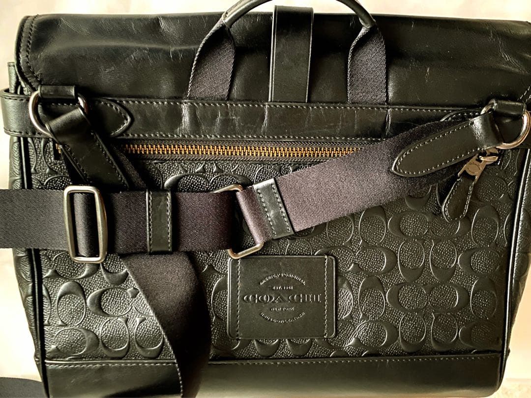 ✅コーチ シグネチャー レザー フラップバッグ ブラック