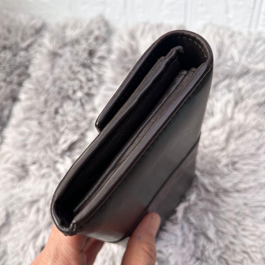 良品✨GUCCI マイクロシマ　レザー　ダークブラウン　シルバーロゴ　長財布