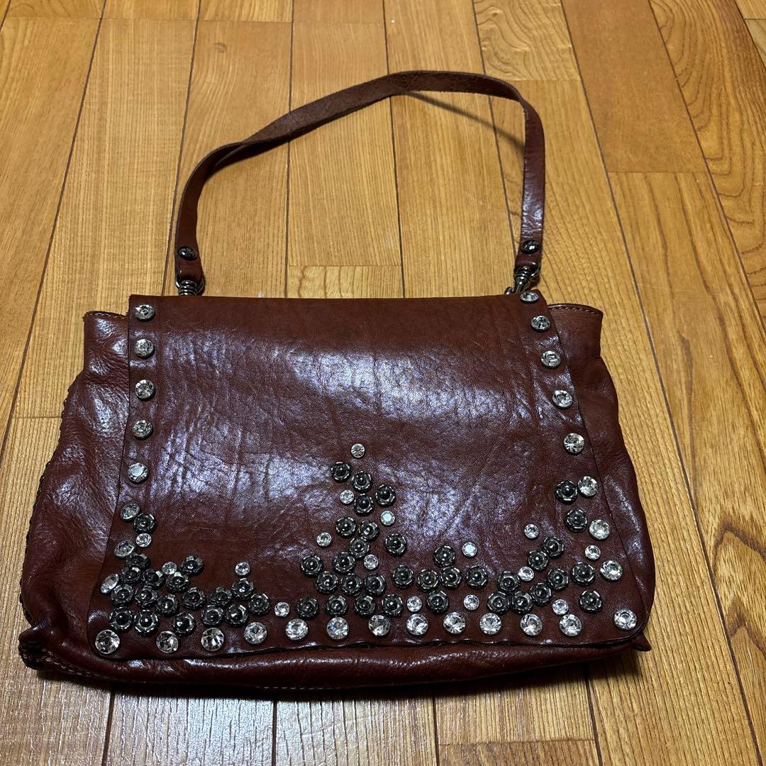 ブラウンレザーショルダーバッグ　CANPOMAGGI