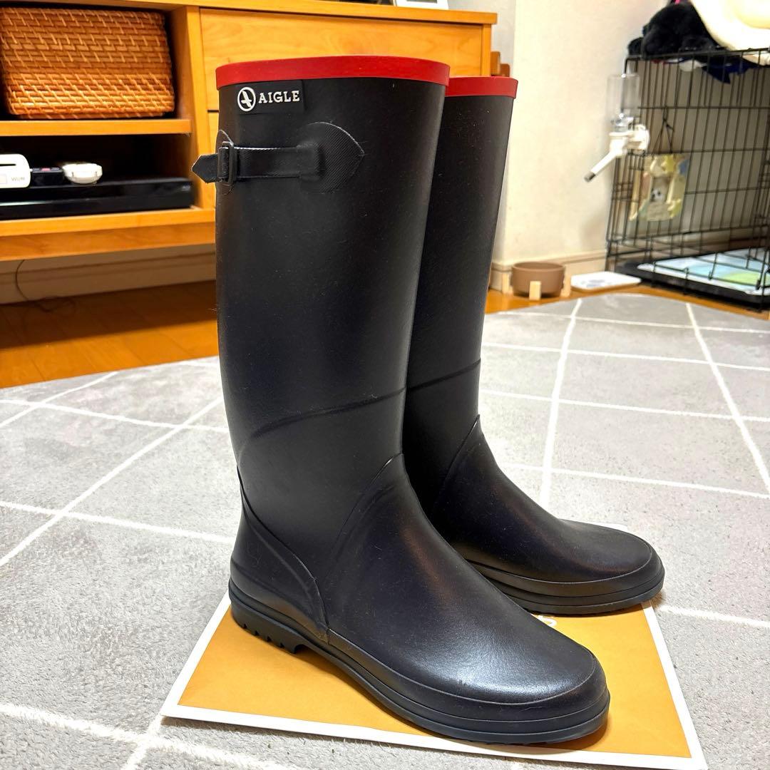 極美品AIGLE 長靴 ネイビー　40サイズ　お値下げしました