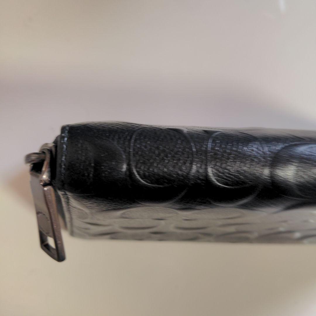 コーチ　COACHブラックpvcレザー エンボス加工 長財布