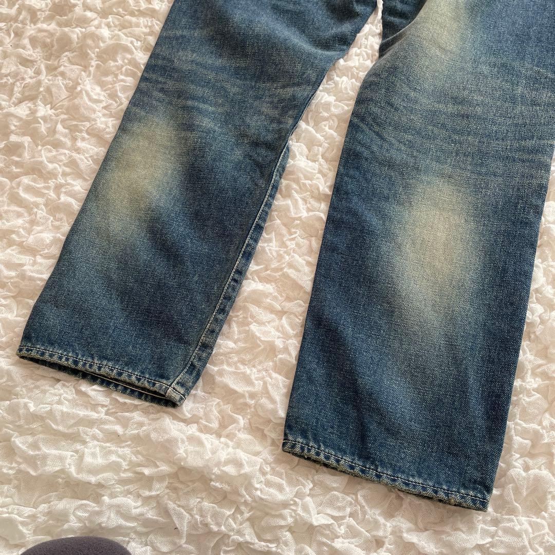 ミナペルホネンalwaysデニムパンツ 大きいサイズ40蝶々 ダメージデニム青