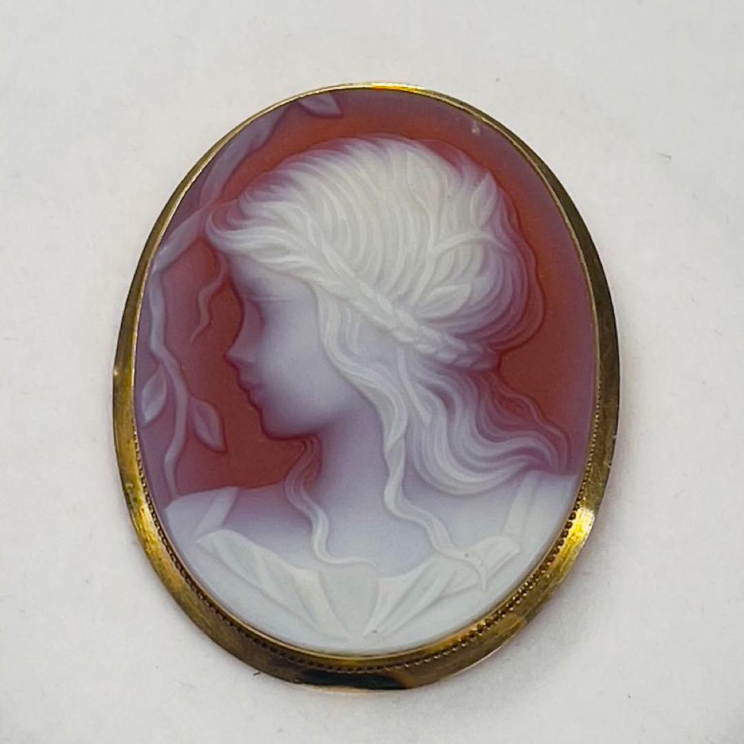 メノウカメオK18(750)ブローチとペンダント2way