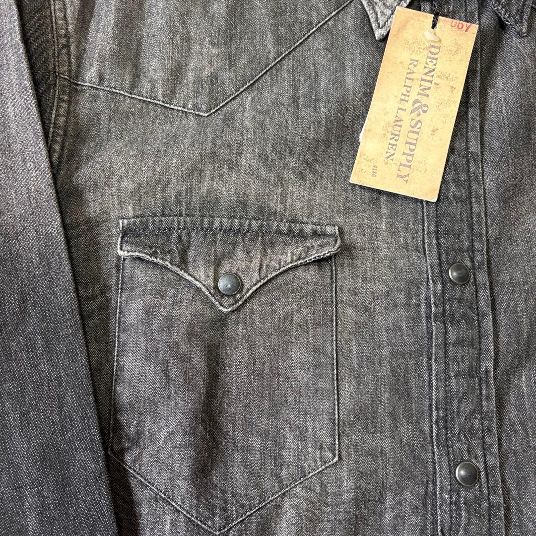 デニム&サプライ ラルフローレン デニムシャツ ブラック 新品 タグ付 L 希少