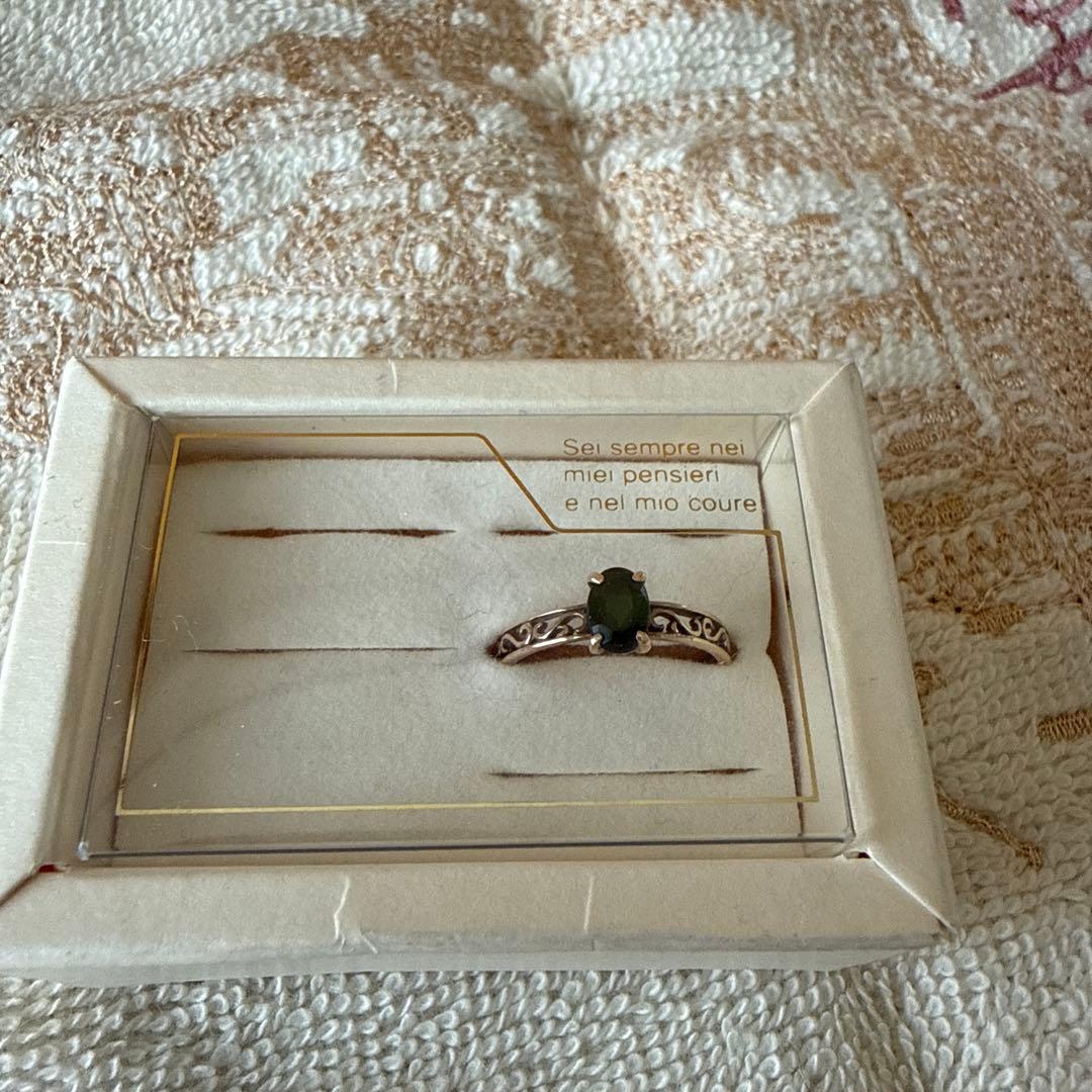 K10 グリーントルマリン フラワーカービンググリーントルマリンリング