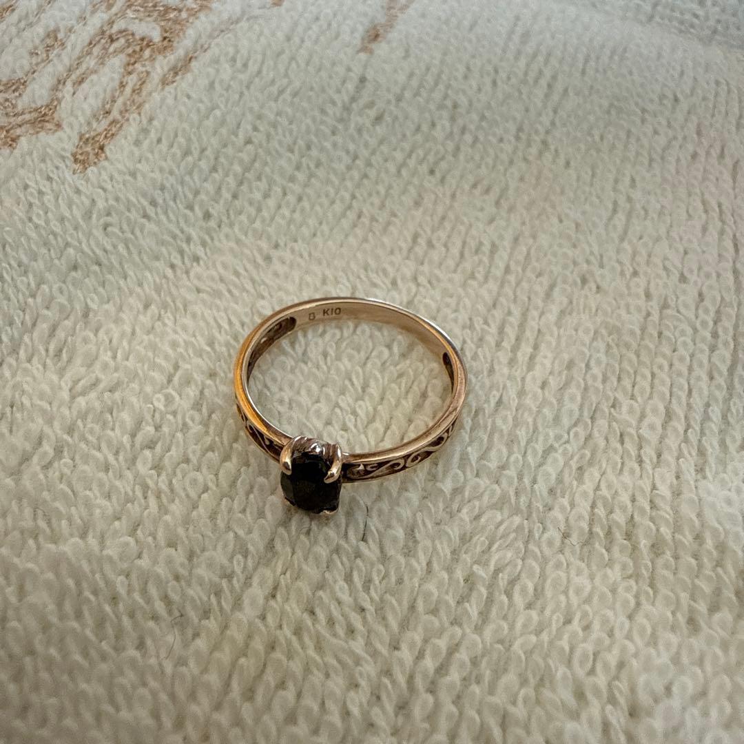 K10 グリーントルマリン フラワーカービンググリーントルマリンリング