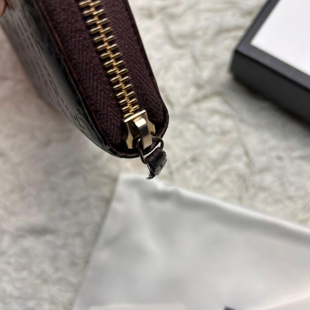 【付属品完備】 GUCCI GG シマ レザー ラウンド 長財布 ブラウン