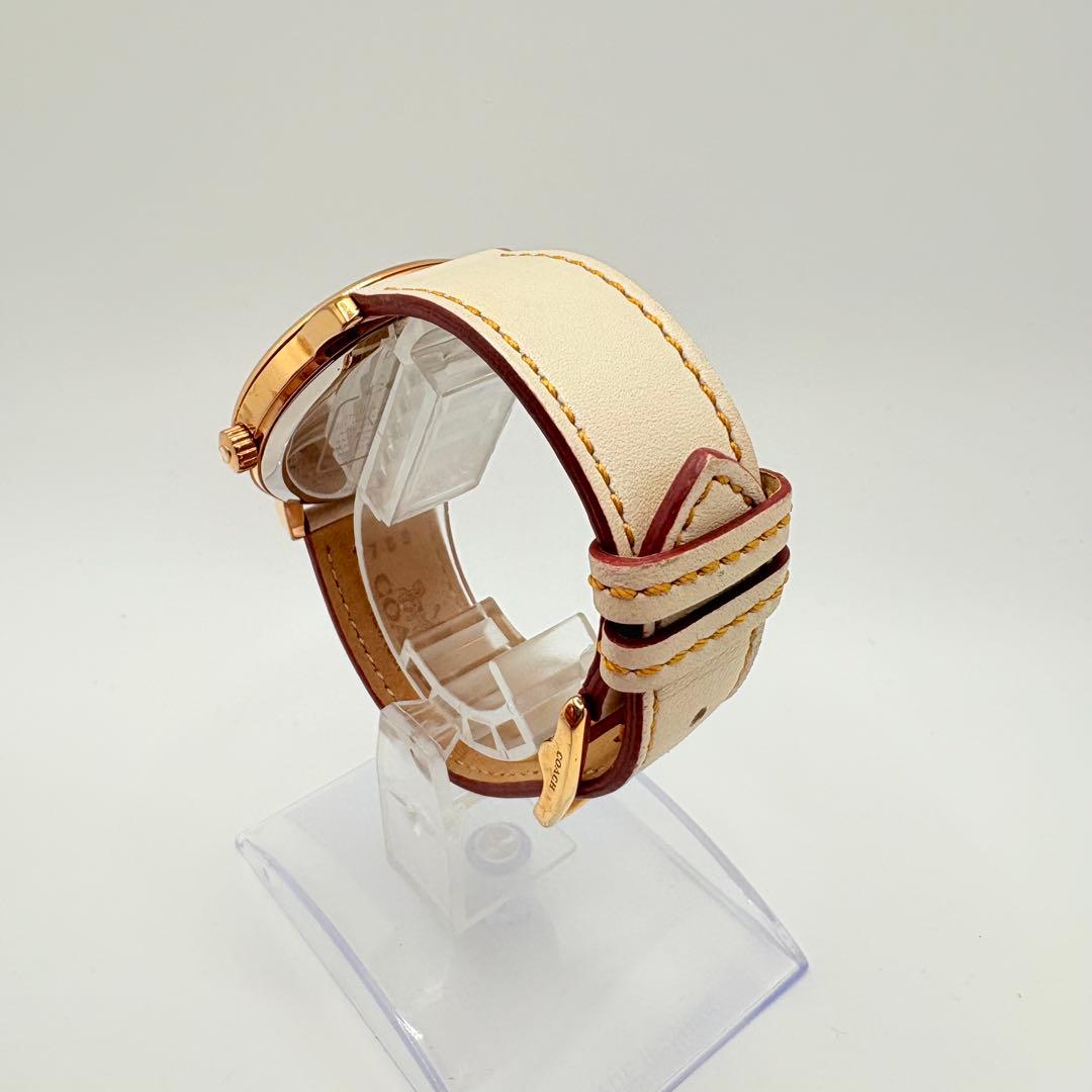 新品電池★美品 稼働 COACH 腕時計 レディース ラウンド ホースキャリッジ
