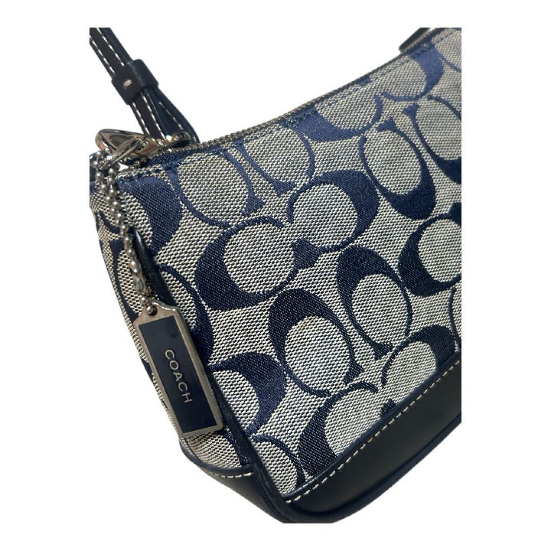 【美品】COACH コーチ 6094アクセサリーポーチ ネイビー　メタルチャーム