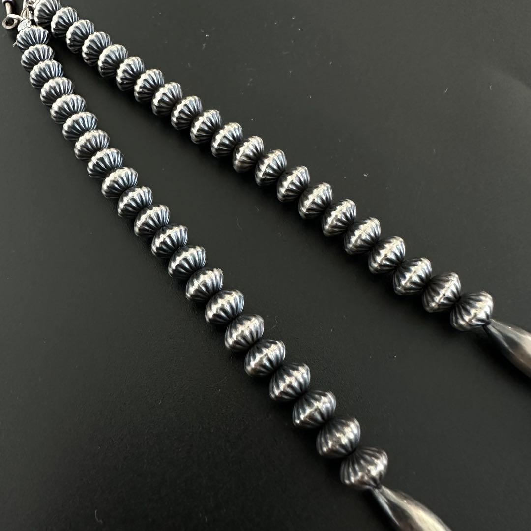 Navajo ナバホパール 燻し加工 そろばん型 ネックレス 47cm