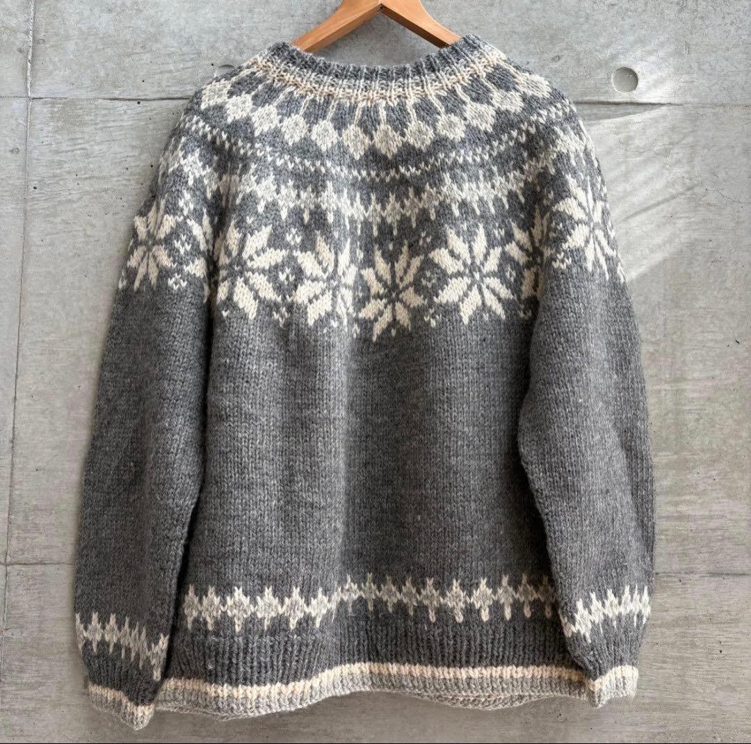 chiii70sビンテージ ウールニットカーディガン＋チェックパンツ