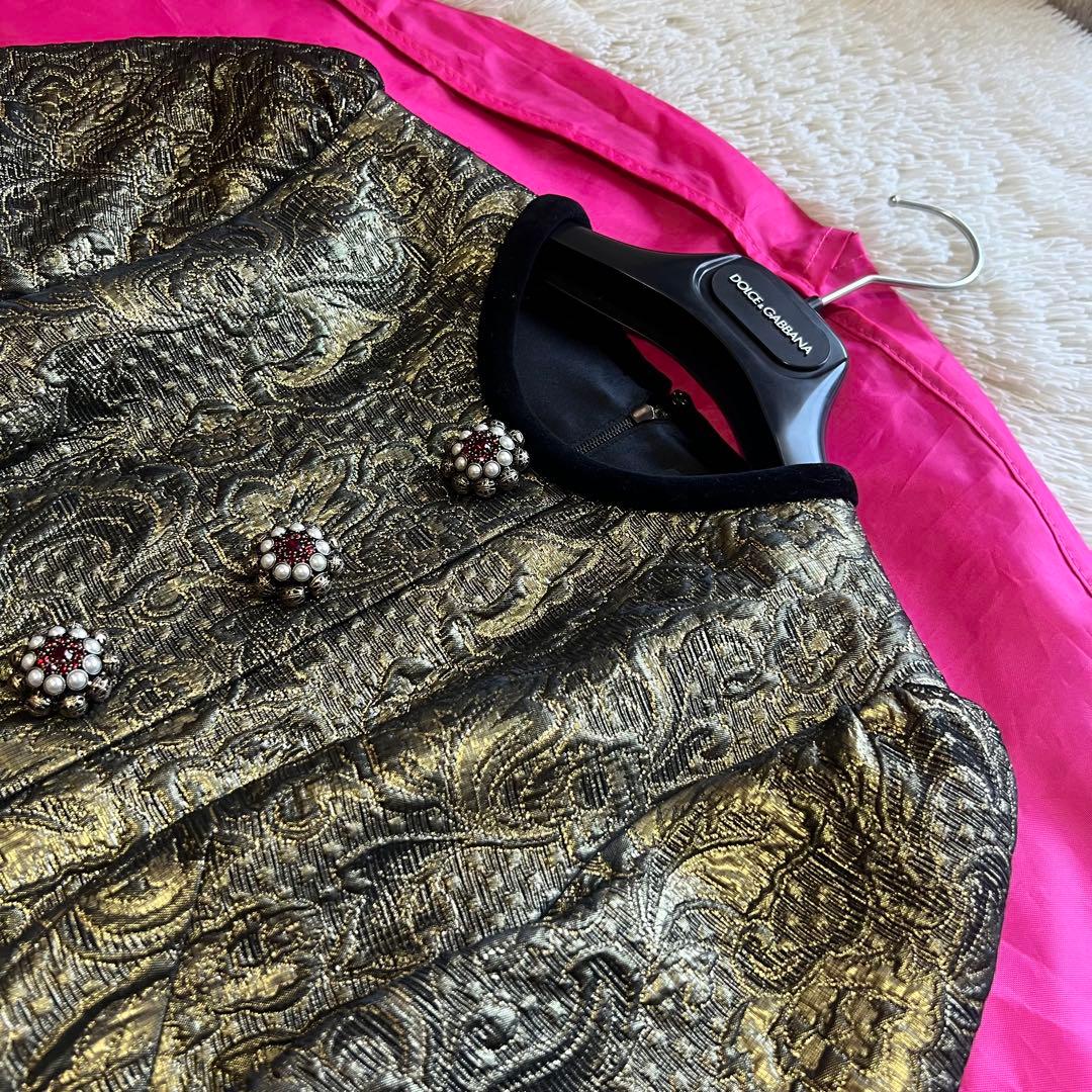 【未使用タグ付き】DOLCE&GABBANA ジャガードワンピース 半袖 36