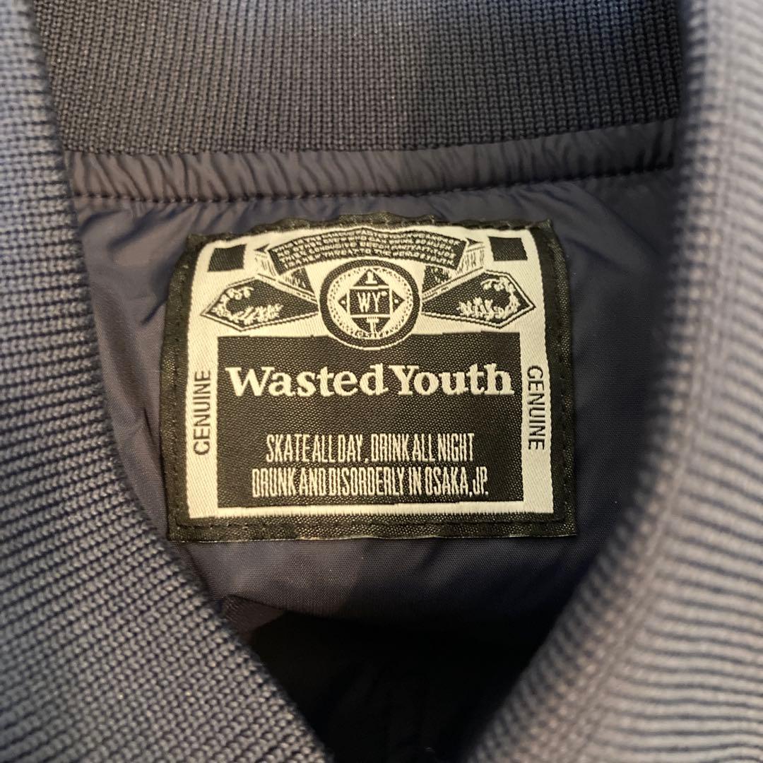 Wasted Youth Quilt Puff Jacket ネイビー S