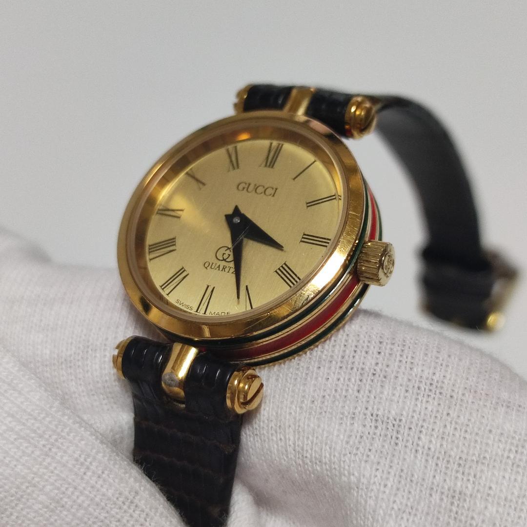 稼働品 グッチ GUCCI シェリーライン ヴィンテージ ゴールド 腕時計 箱付