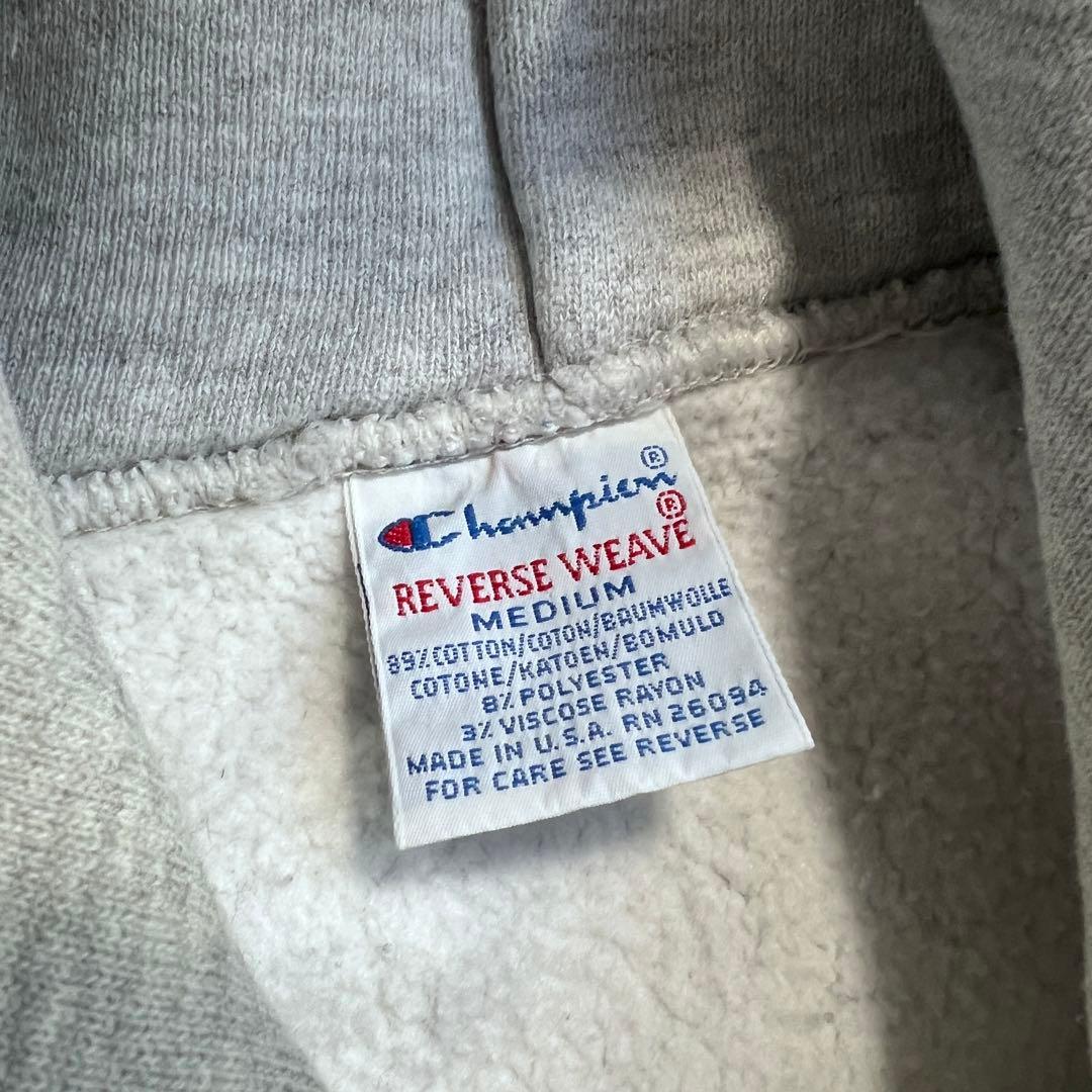 【極美品】90sヴィンテージ チャンピオンリバースウィーブパーカー目なしグレーM