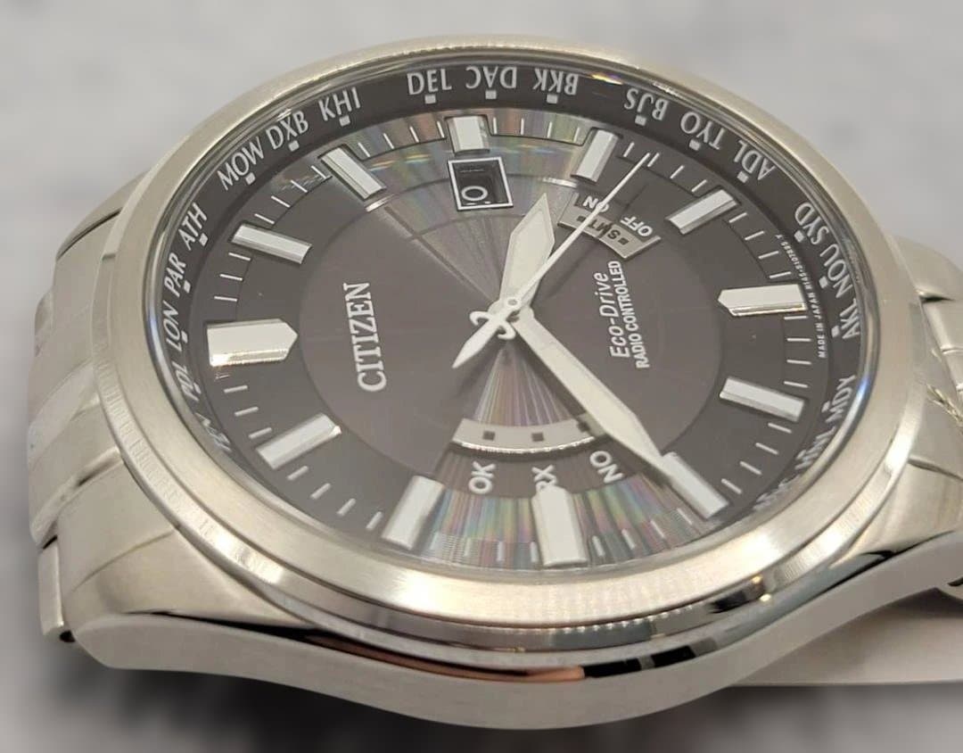 CITIZEN Eco-Drive ブラック ステンレス 電波時計　美品