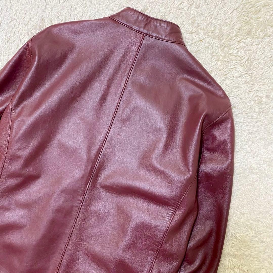 美品✨ メンズビギ ラムレザー シングルライダースジャケット ボルドー L