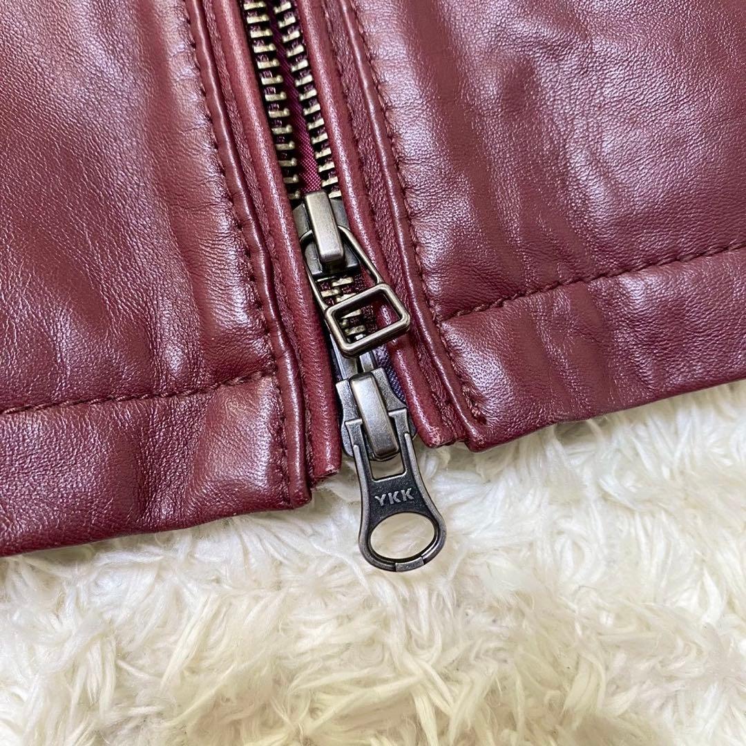 美品✨ メンズビギ ラムレザー シングルライダースジャケット ボルドー L