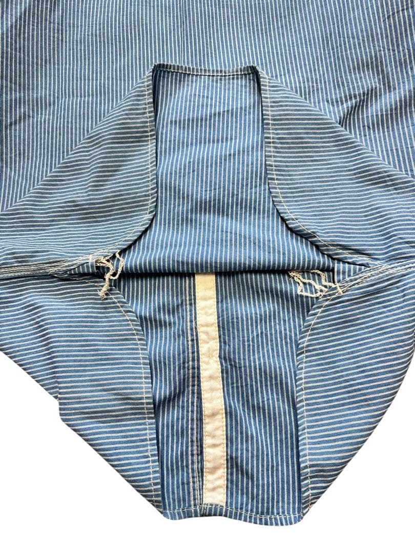 希少！桃太郎ジーンズ 対戦 ヒッコリー ストライプ長袖オープンシャツ 40(L)