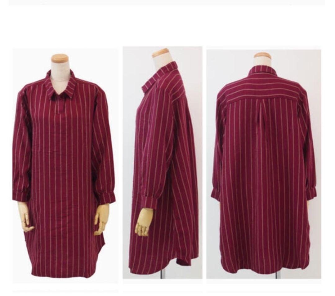 ウチノ　マシュマロガーゼ　ストライプ チュニック ワンピース