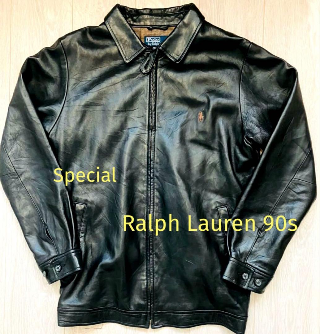 【Special】超美品　ポロラルフローレン スイングトップ M黒 ラムレザー