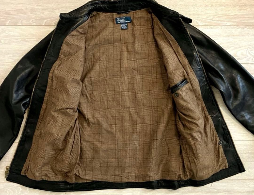 【Special】超美品　ポロラルフローレン スイングトップ M黒 ラムレザー