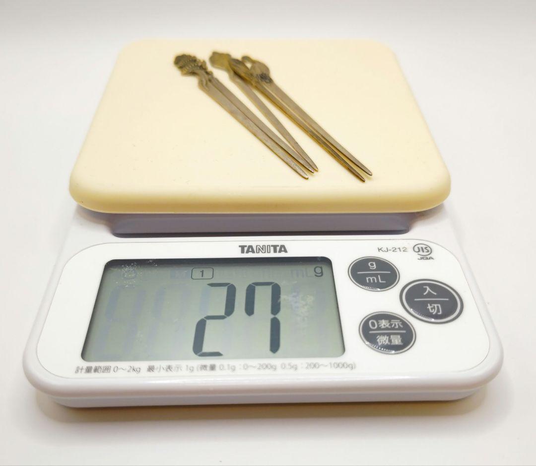 銀製　菓子切り楊枝　松竹梅と鶴亀　５本