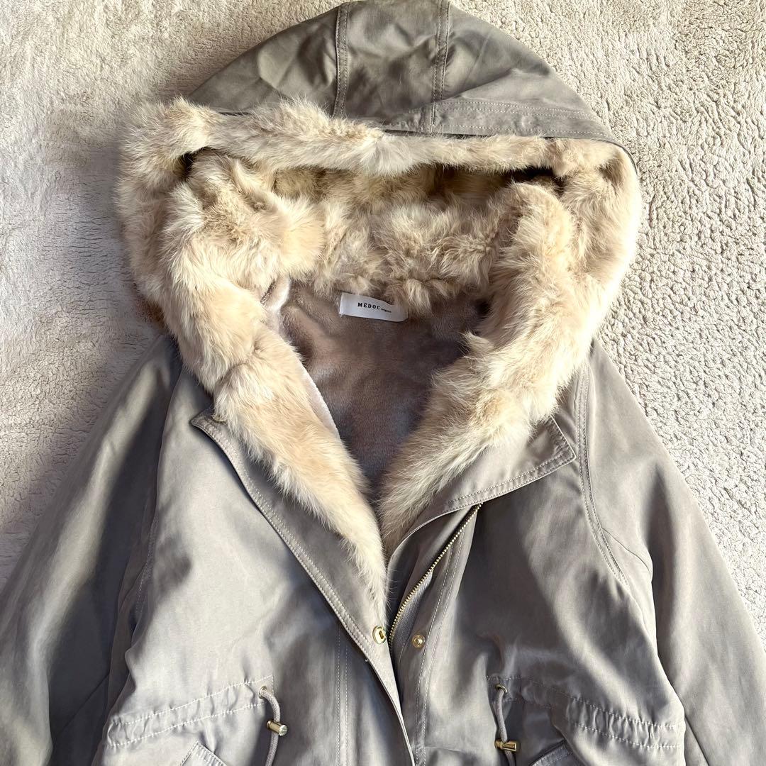 新品✨️メドック 2wayファーフーデッドモッズアウター ロングコート M