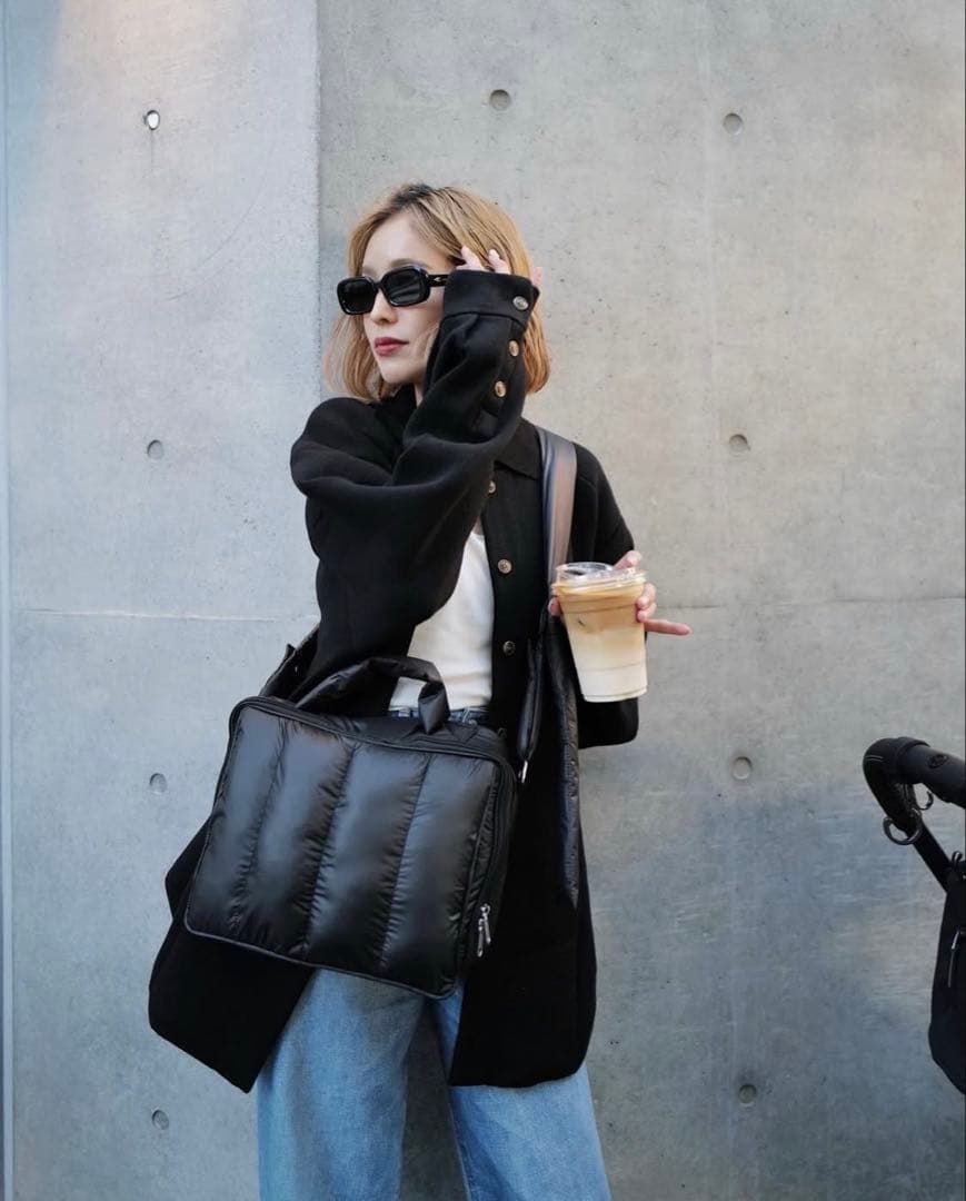 【美品】calin カラン キルティングマザーズバッグ　ブラック