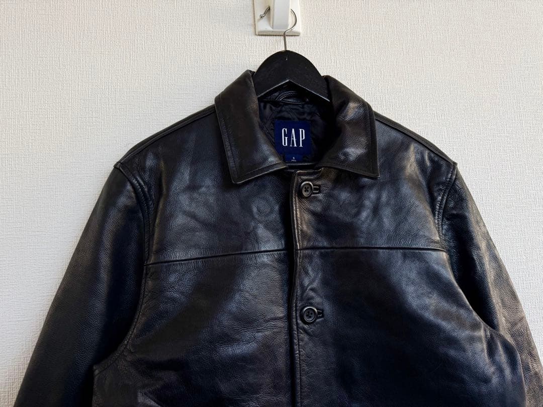 超スペシャル 90s GAP ギャップ レザー カーコート S ブラック 黒