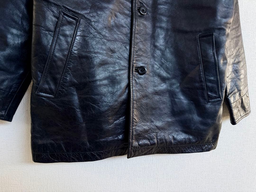 超スペシャル 90s GAP ギャップ レザー カーコート S ブラック 黒