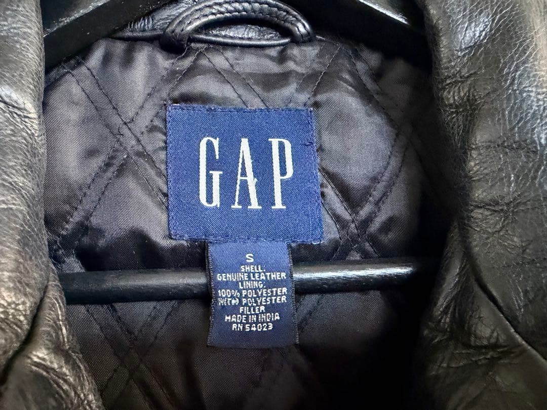 超スペシャル 90s GAP ギャップ レザー カーコート S ブラック 黒