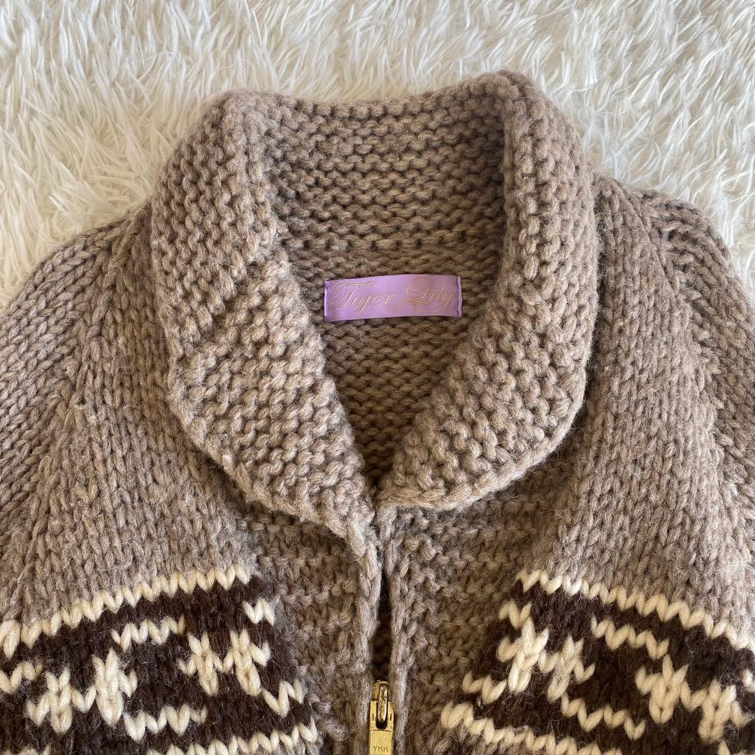 【美品】タイガーリリー　キモノスリーブカウチンニット　カナダ製　M相当　田丸麻紀