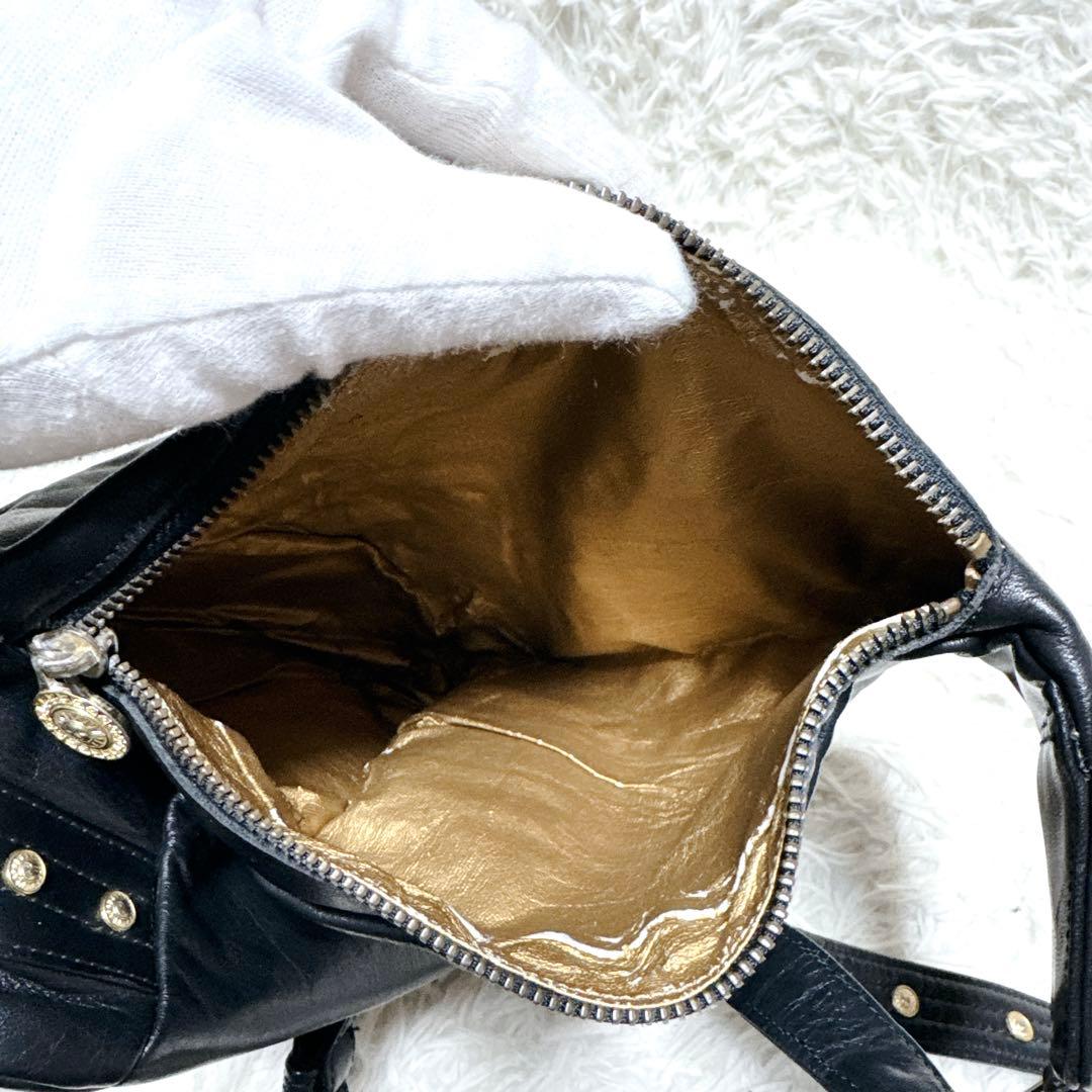 VERSACE リュック　レザー ショルダーバッグ　サンバースト　メデューサ　黒