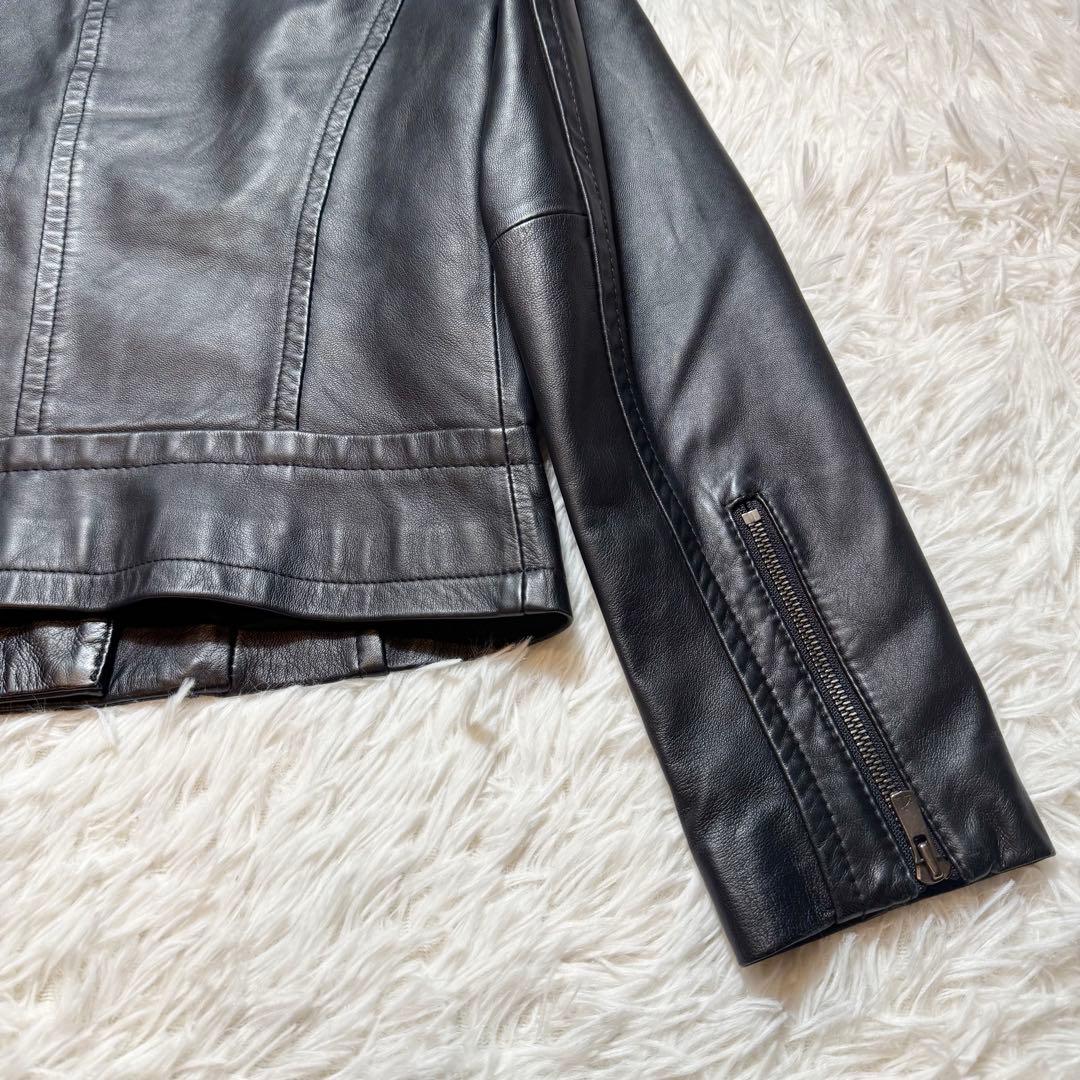 ルニ様未使用級 ダイアグラム ラムレザー ノーカラーライダースジャケット 定価