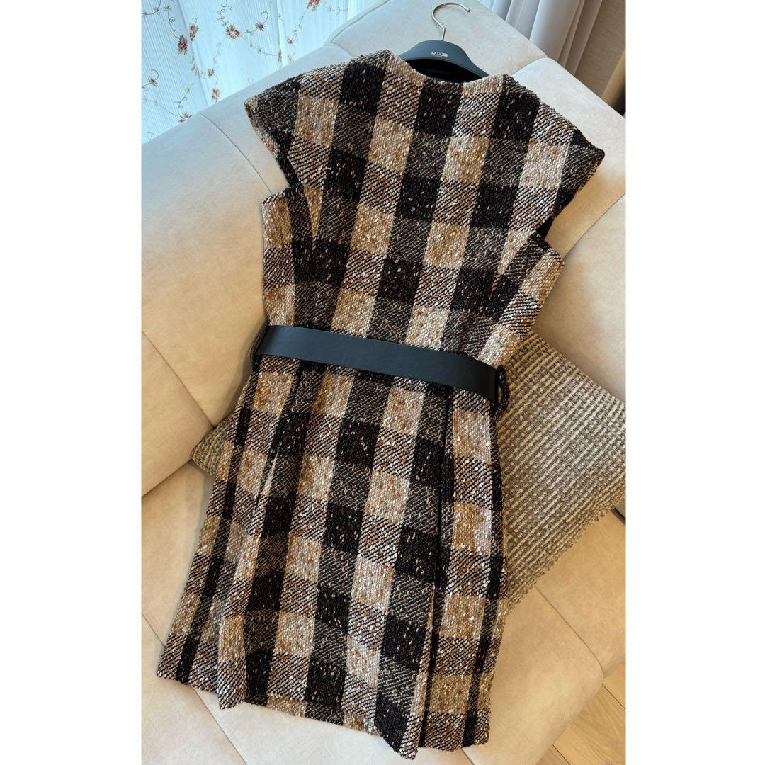 極美品　Louis Vuitton チェック柄 半袖ミニワンピース 34