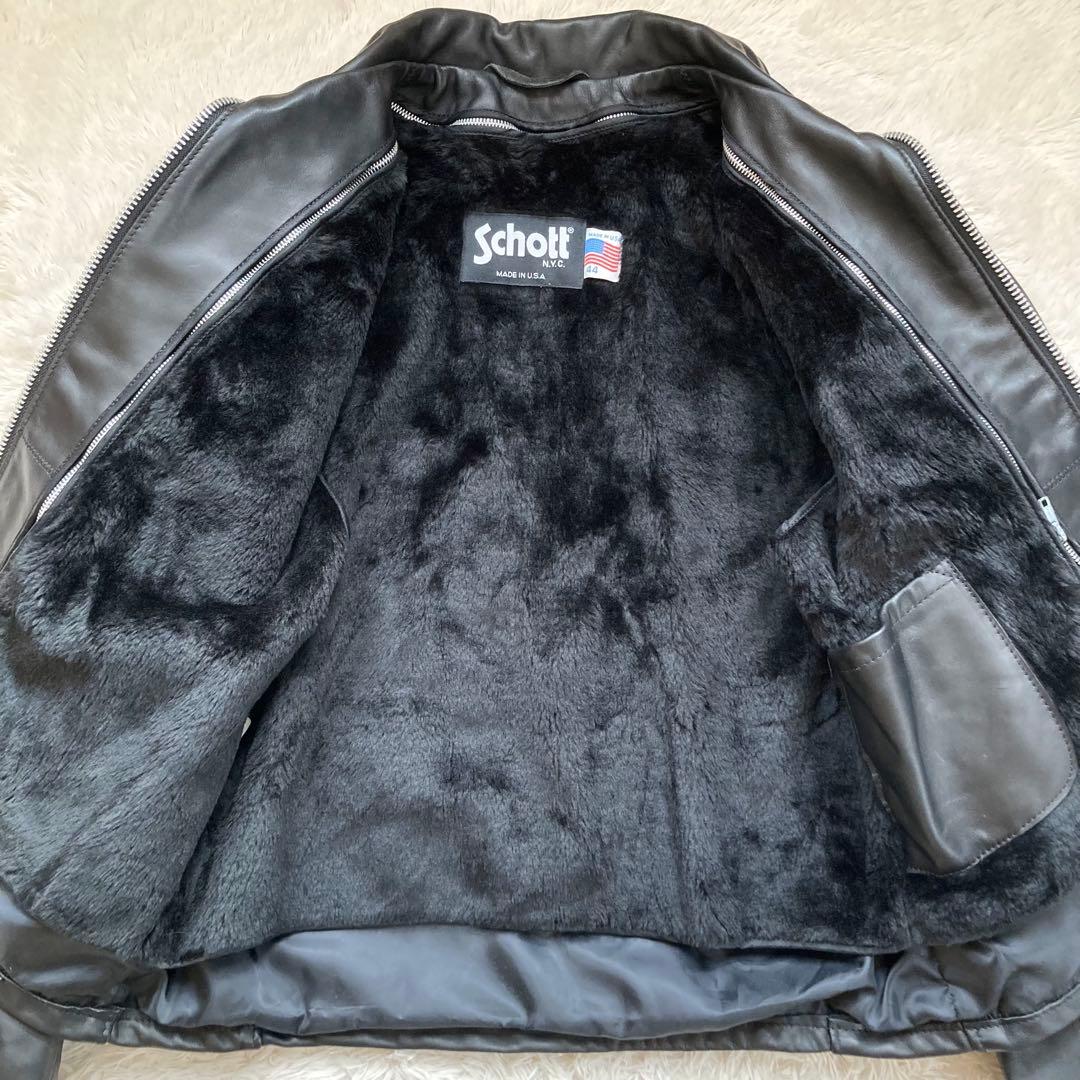 ✨特大サイズ44✨美品ショットSchott シングルライダース 米国製 ライナー