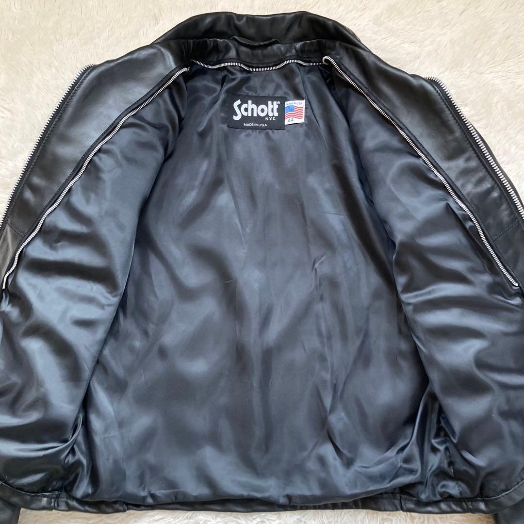 ✨特大サイズ44✨美品ショットSchott シングルライダース 米国製 ライナー