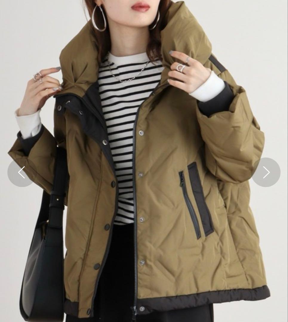 美品 L【A.N.L シームレスダウン】ハイネック バイカラー