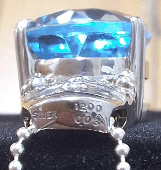 シルバー　ブルートパーズ　デザインリング＆ペンダントセット