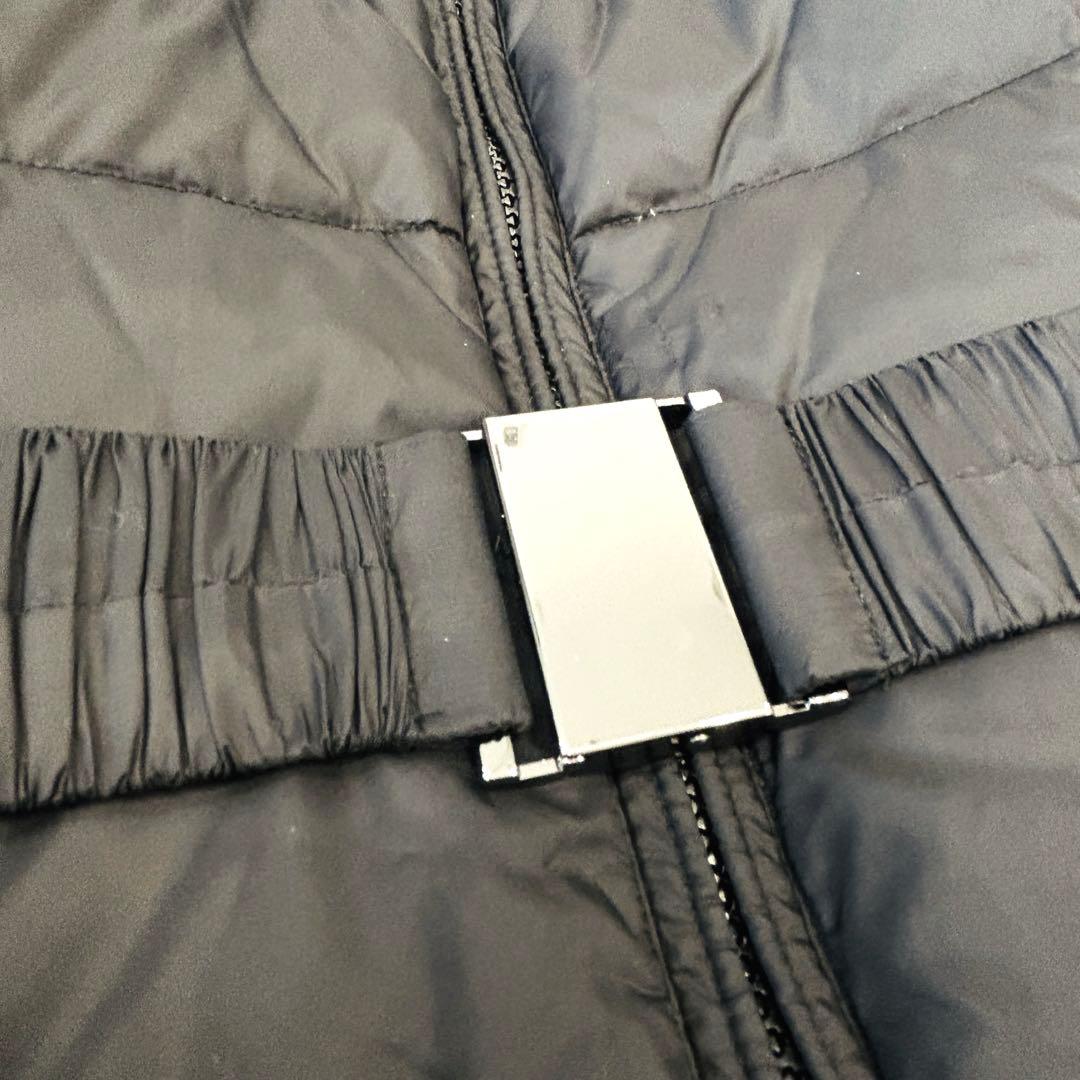 ベネトン ロングダウンコート ブラック 42 ベルト付き ダブルファスナー