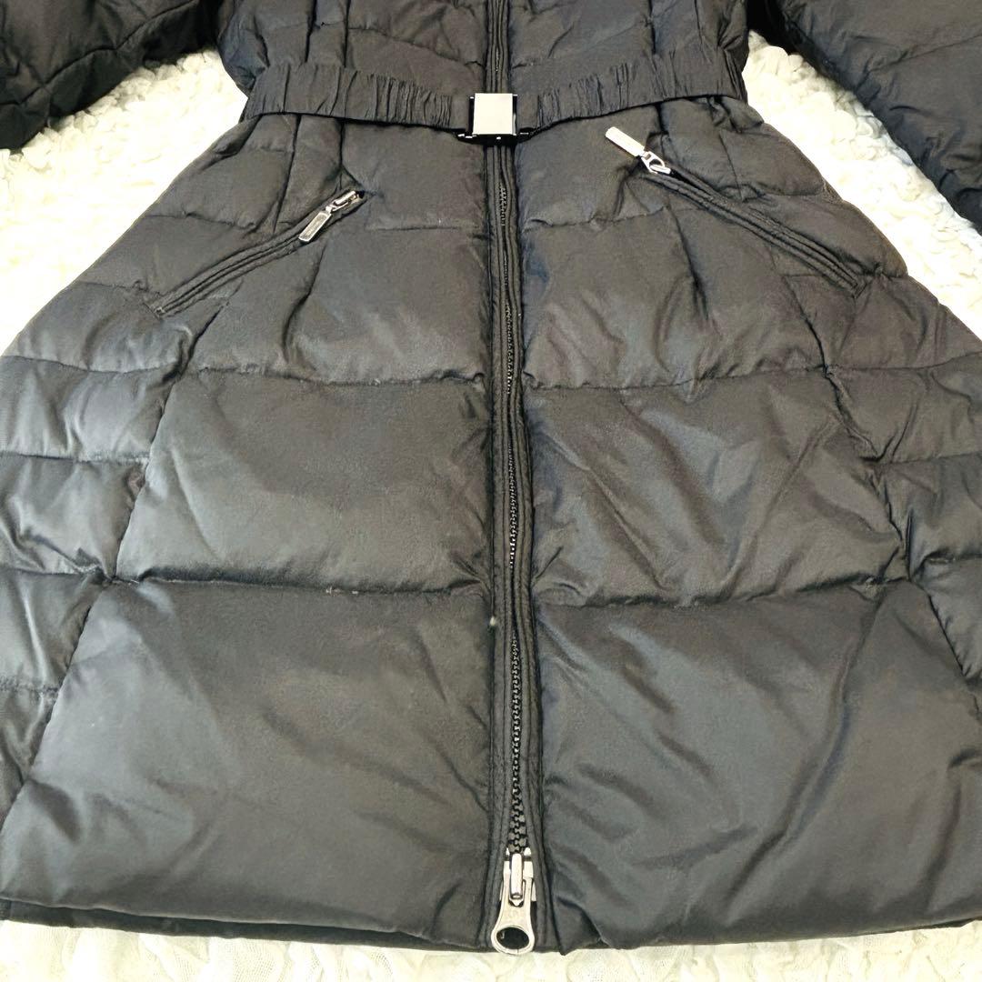 ベネトン ロングダウンコート ブラック 42 ベルト付き ダブルファスナー