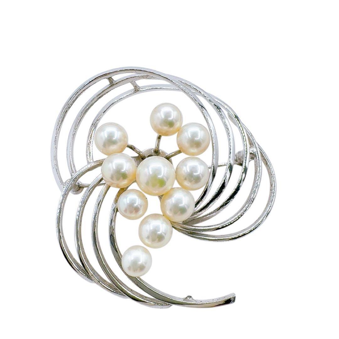 【希少/美品】タサキ ブローチ パール 真珠 7mm ラウンド シルバー 刻印