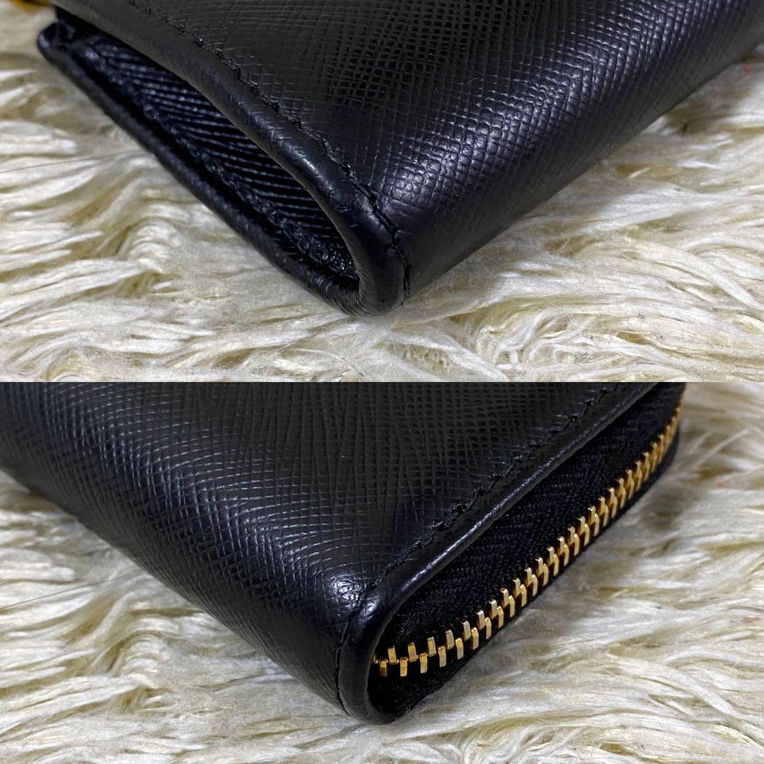 【美品】プラダ ケース キーリング サフィアーノレザー 1PP026 黒