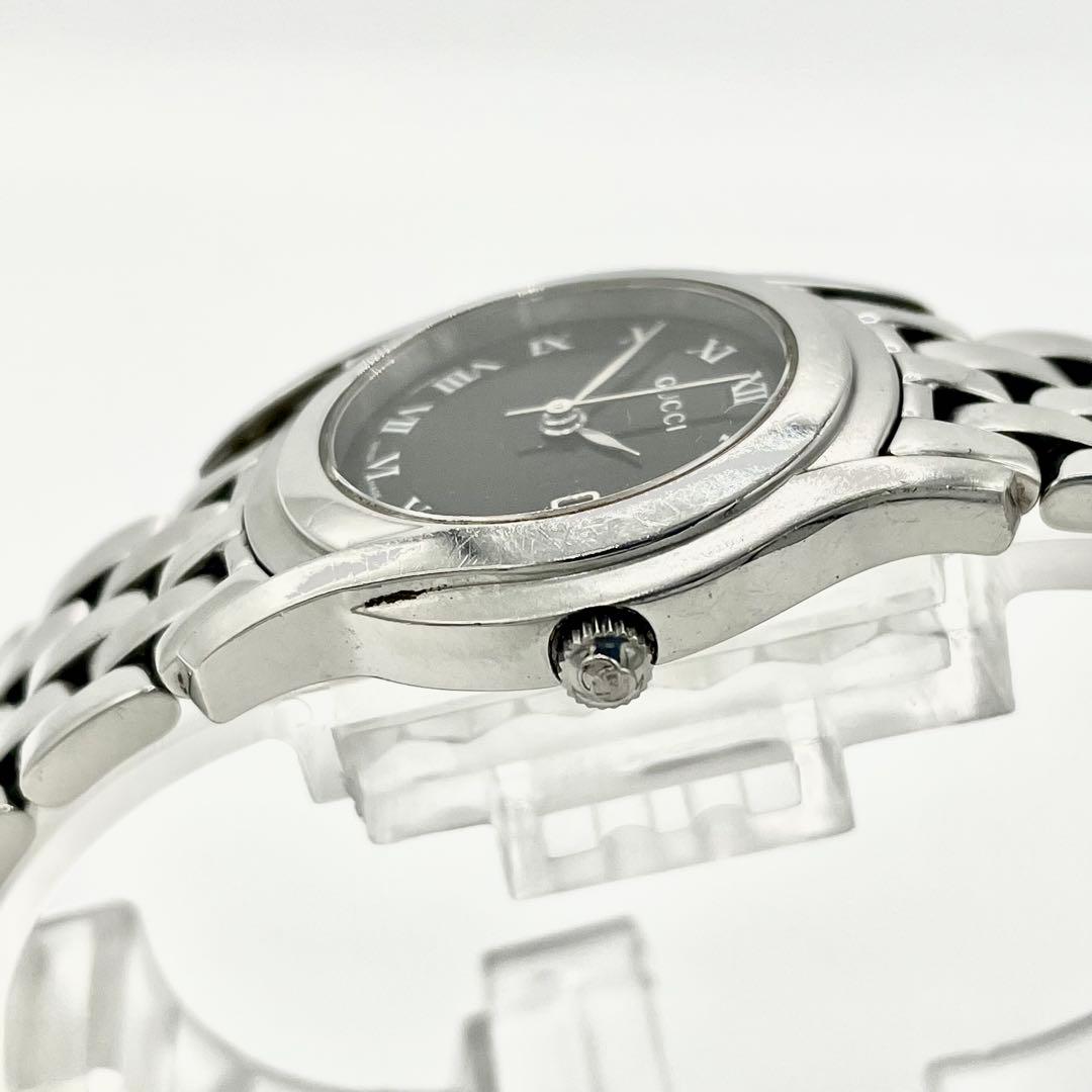 【稼働/新品電池】グッチ 5500L デイト 黒文字盤 腕時計 レディース