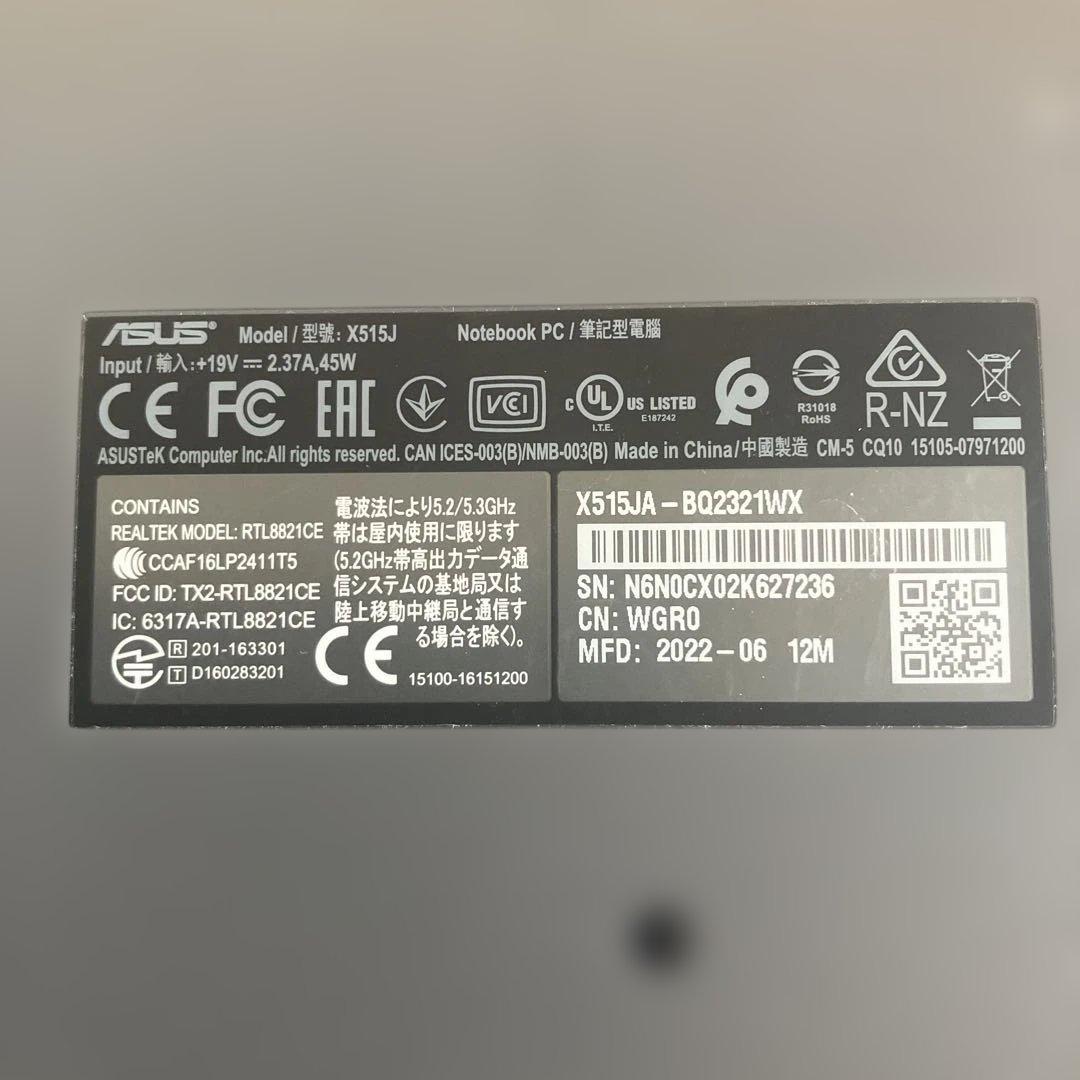 その他ノートPC本体 ASUS X515JA-BQ2321WX Windows 11 /