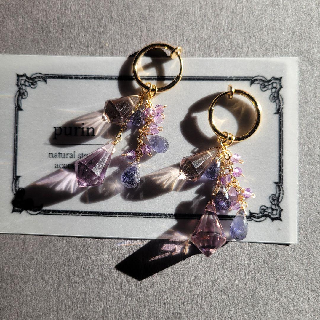 ポメころび様 グリーンアメジスト シャンデリア ピアス