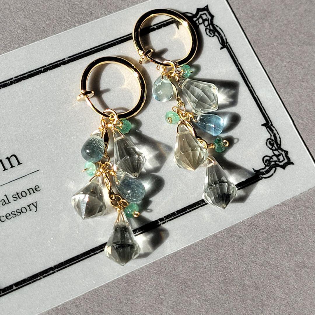 ポメころび様 グリーンアメジスト シャンデリア ピアス